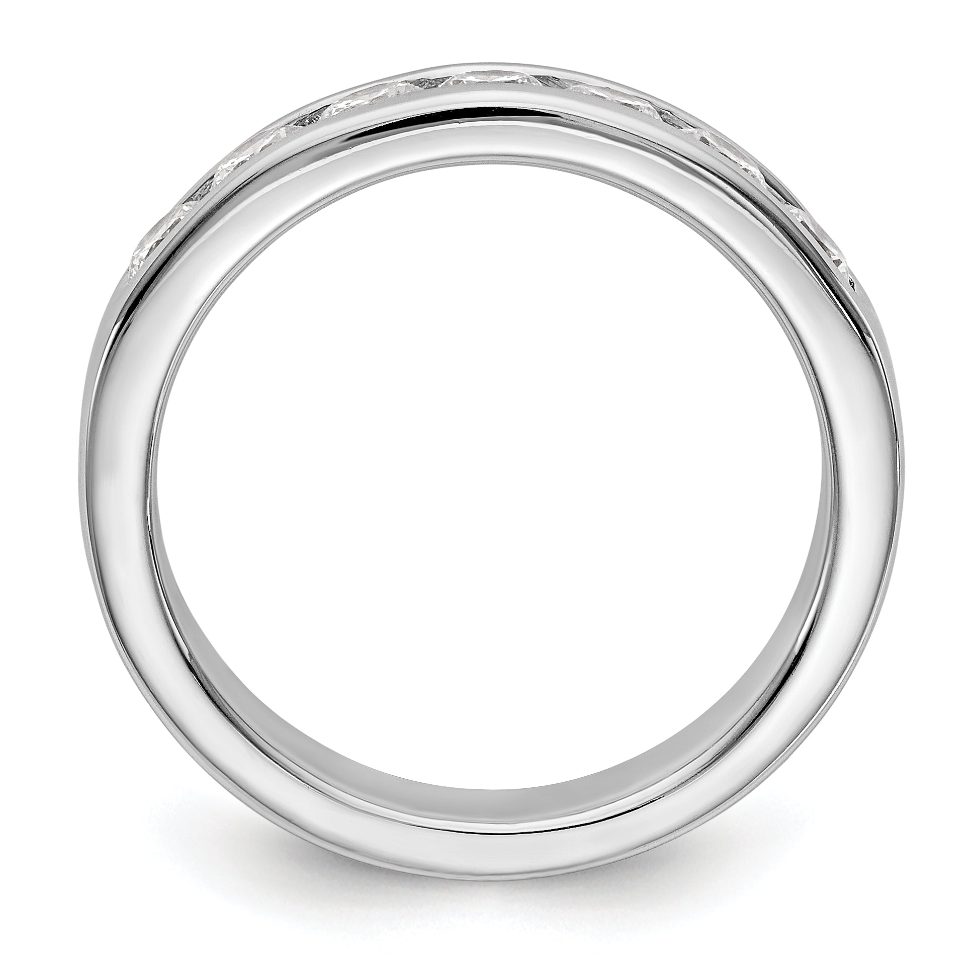 14K White Gold 7-Stone 3/4 carat Round Diamond Complete Channel Band