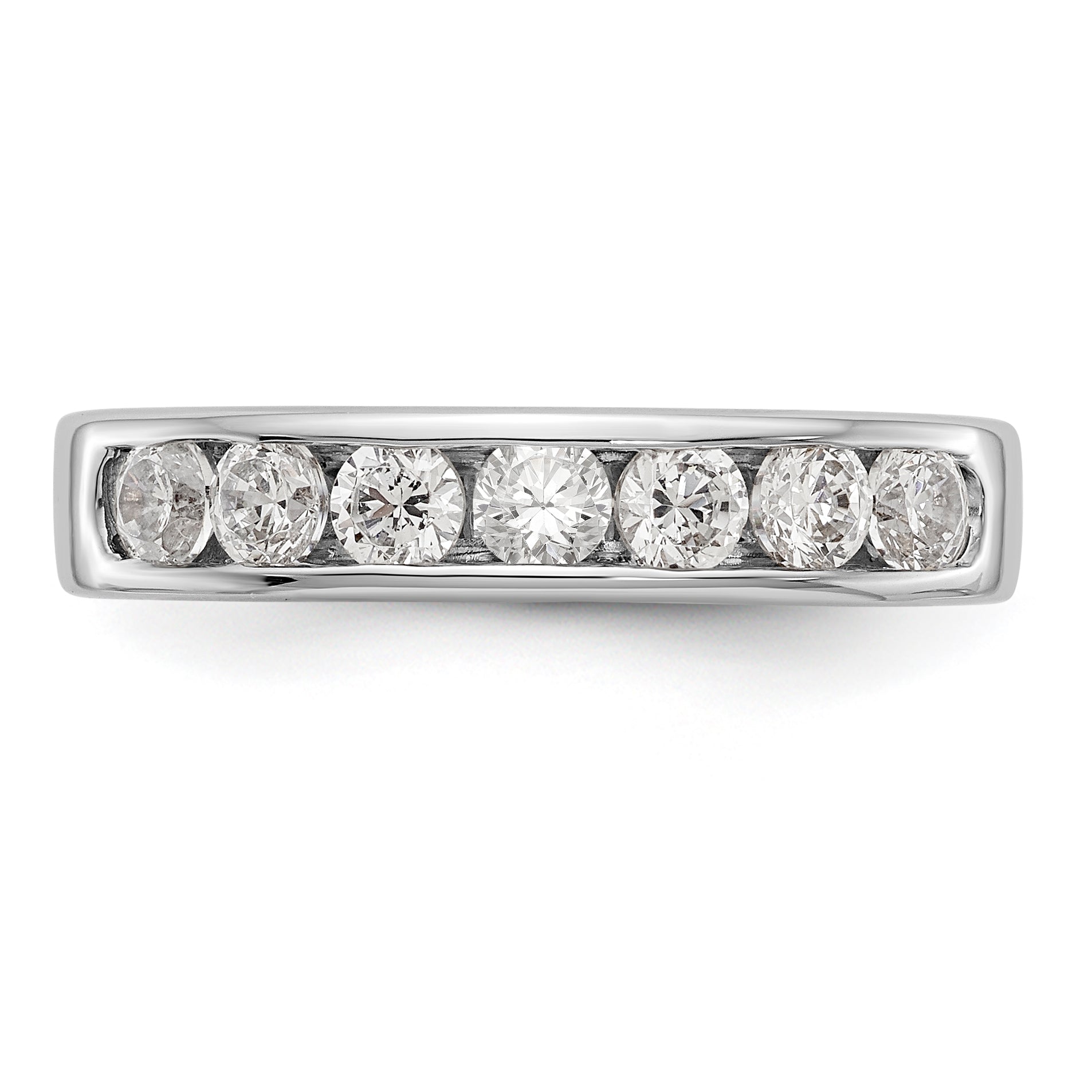 14K White Gold 7-Stone 3/4 carat Round Diamond Complete Channel Band - 6