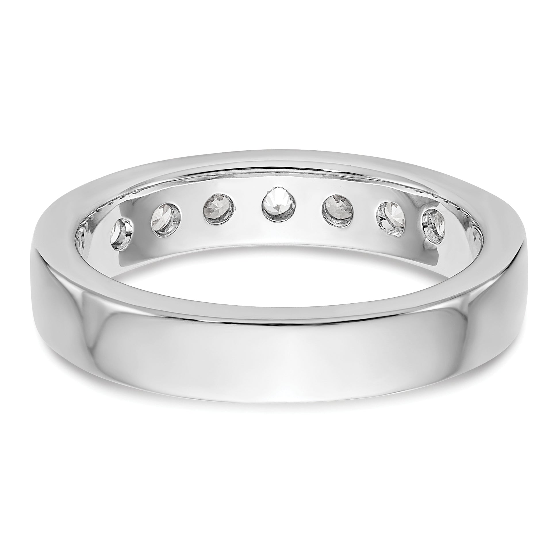 14K White Gold 7-Stone 3/4 carat Round Diamond Complete Channel Band