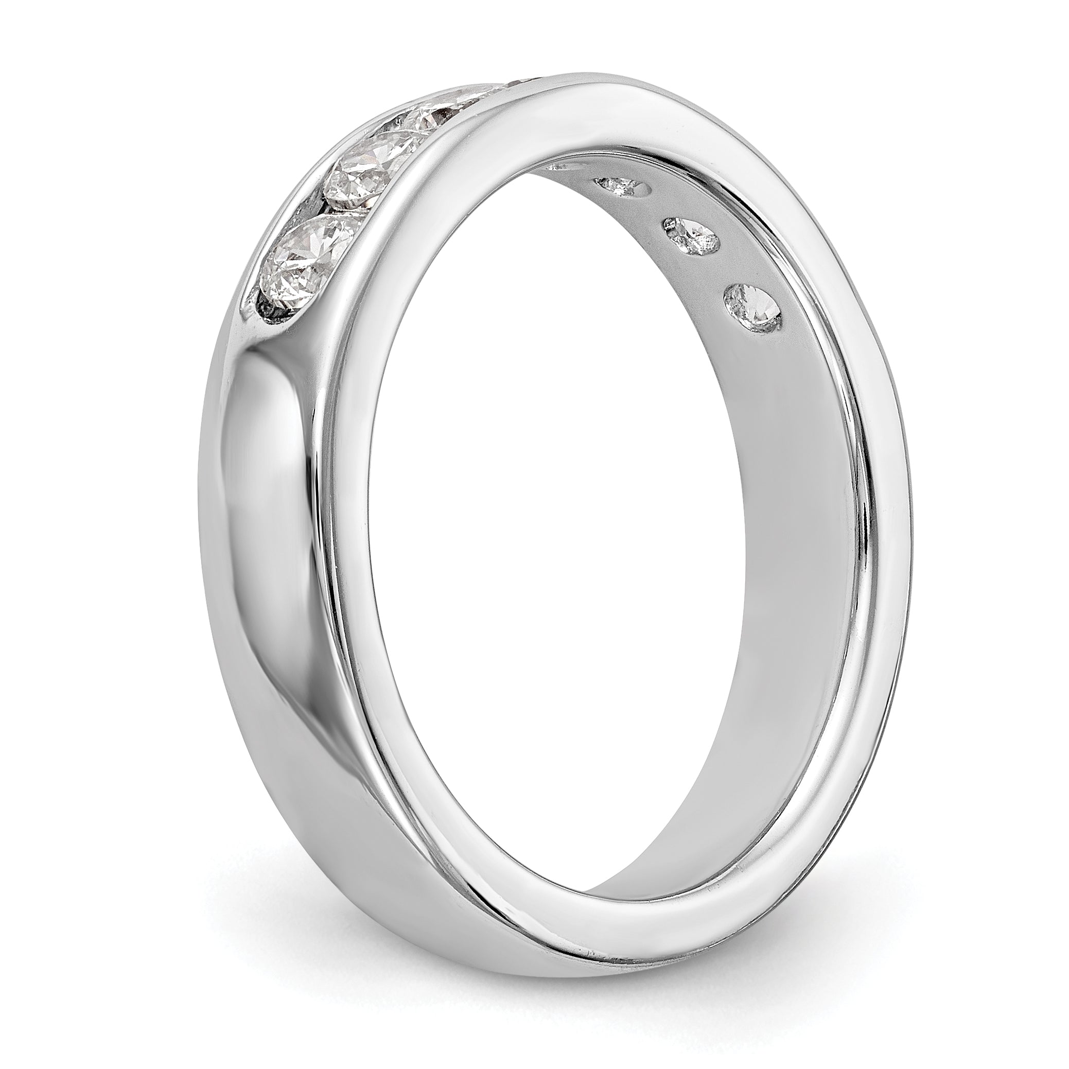 14K White Gold 7-Stone 3/4 carat Round Diamond Complete Channel Band