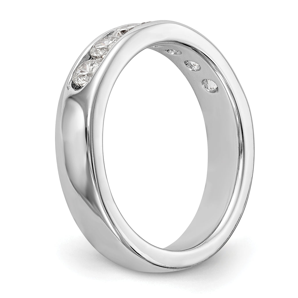 14K White Gold 7-Stone 3/4 carat Round Diamond Complete Channel Band