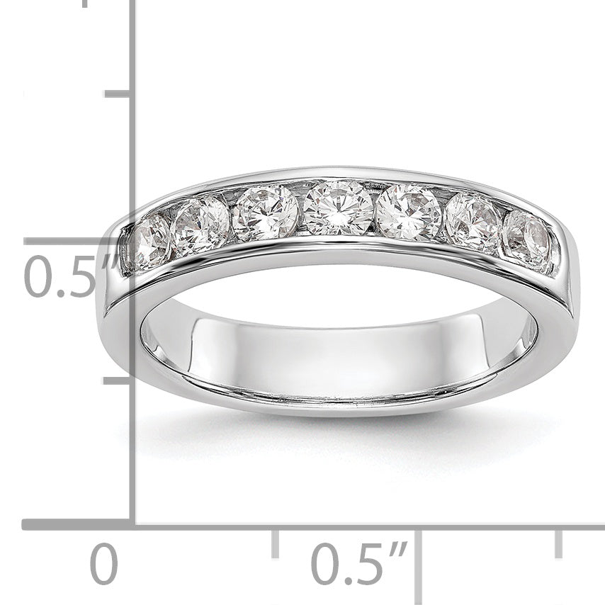14K White Gold 7-Stone 3/4 carat Round Diamond Complete Channel Band