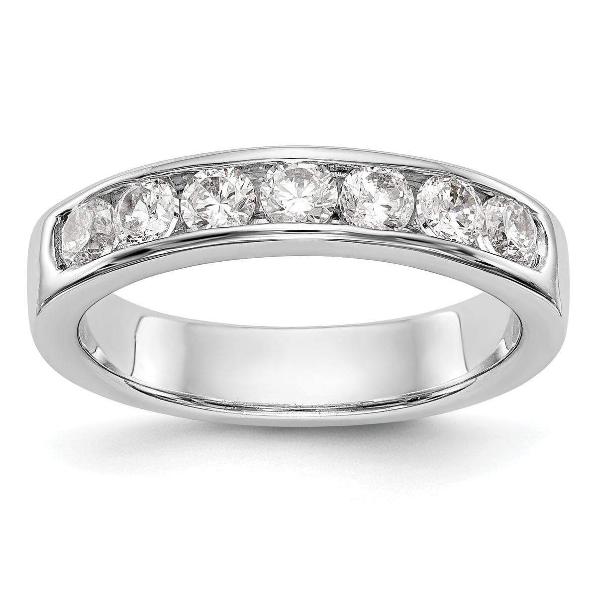 14K White Gold 7-Stone 3/4 carat Round Diamond Complete Channel Band - 6