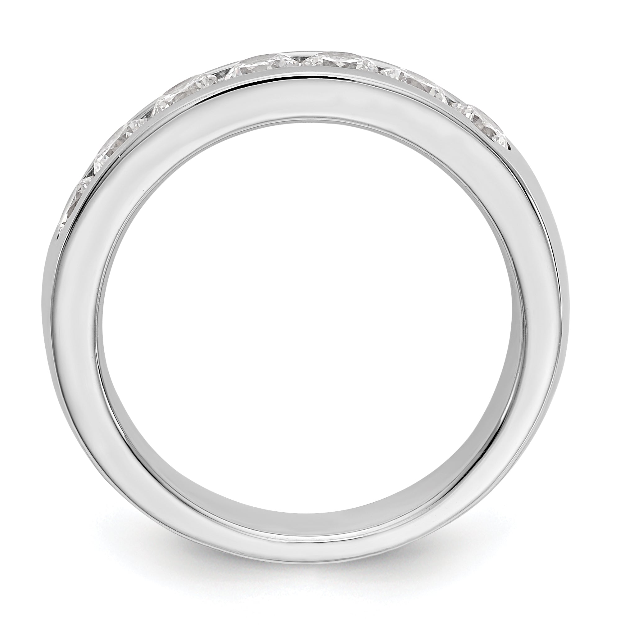 14K White Gold 7-Stone 1 carat Round Diamond Complete Channel Band