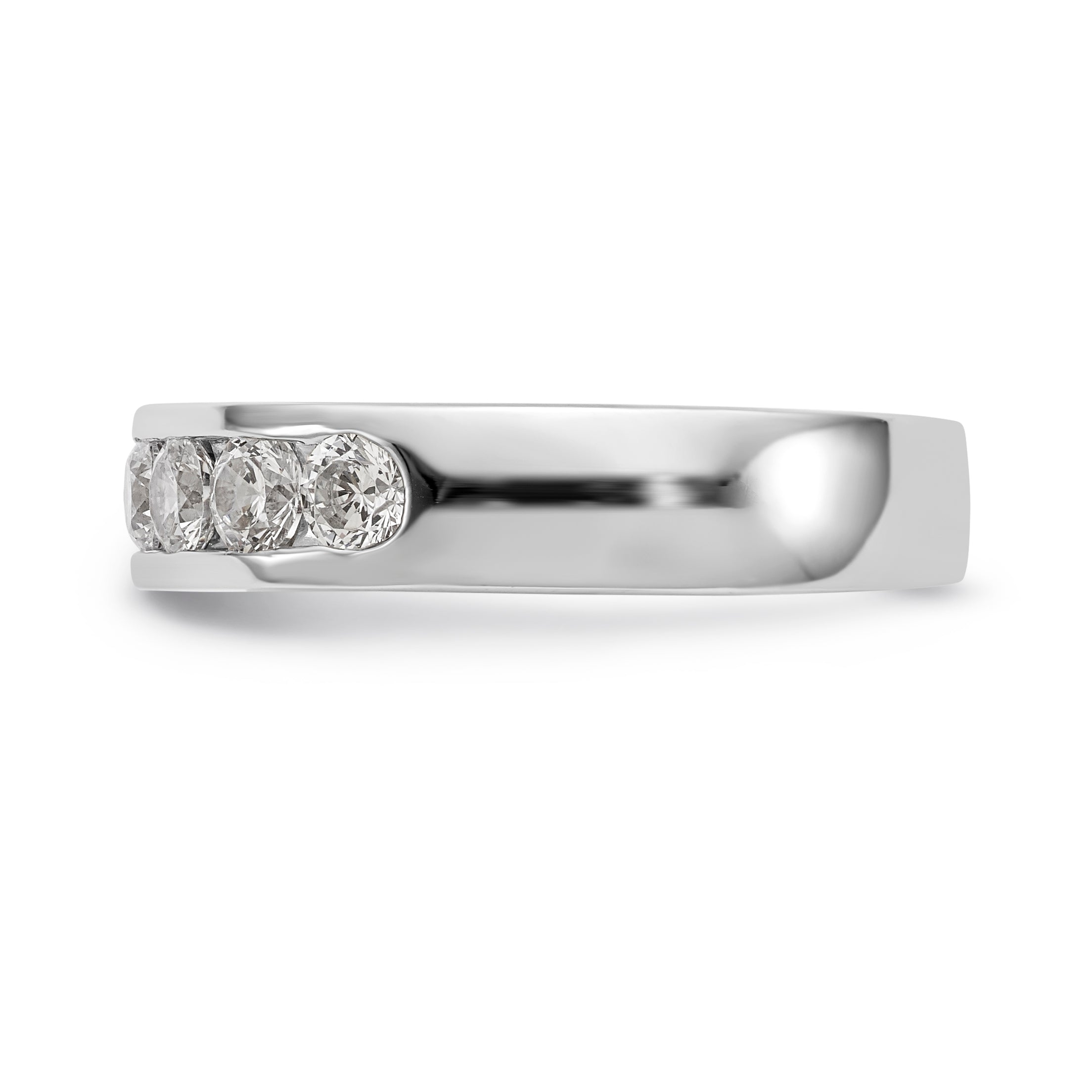 14K White Gold 7-Stone 1 carat Round Diamond Complete Channel Band - 6