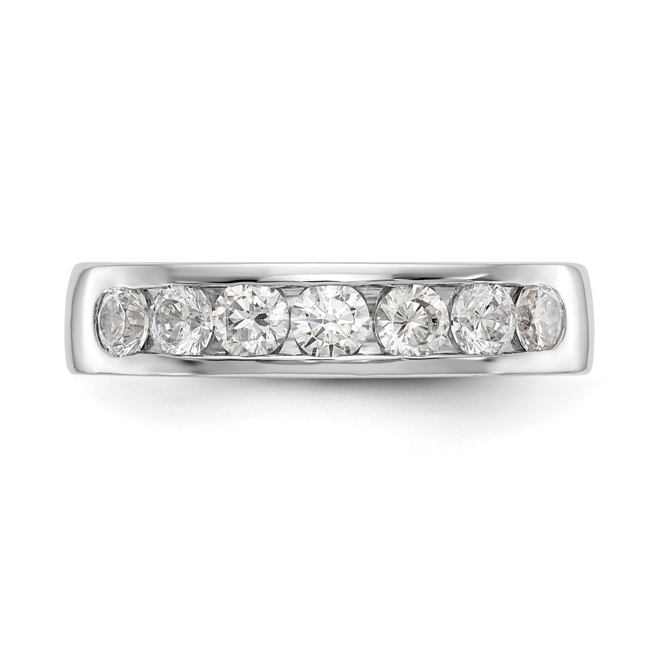 14K White Gold 7-Stone 1 carat Round Diamond Complete Channel Band - 6