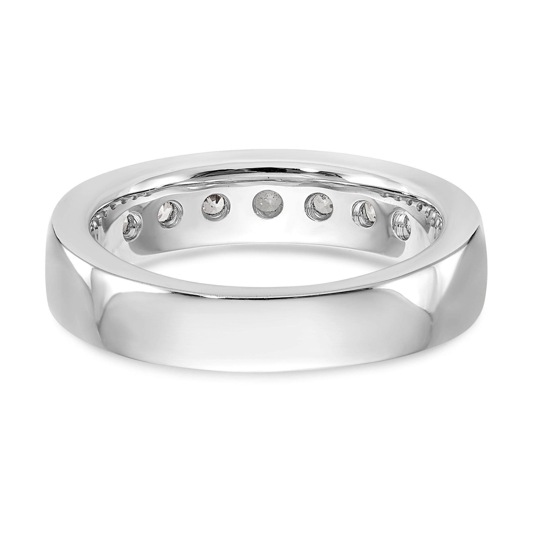 14K White Gold 7-Stone 1 carat Round Diamond Complete Channel Band - 6