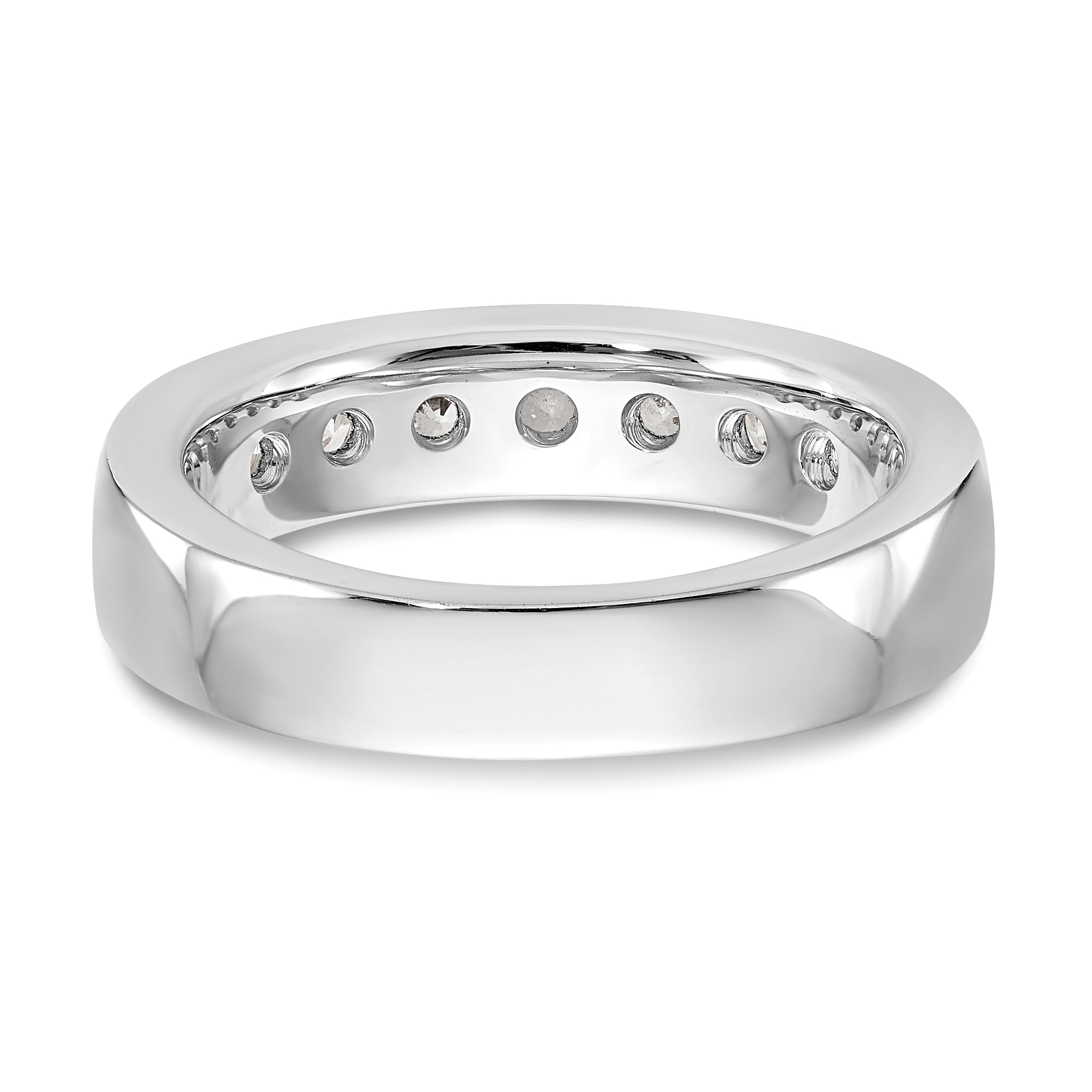 14K White Gold 7-Stone 1 carat Round Diamond Complete Channel Band