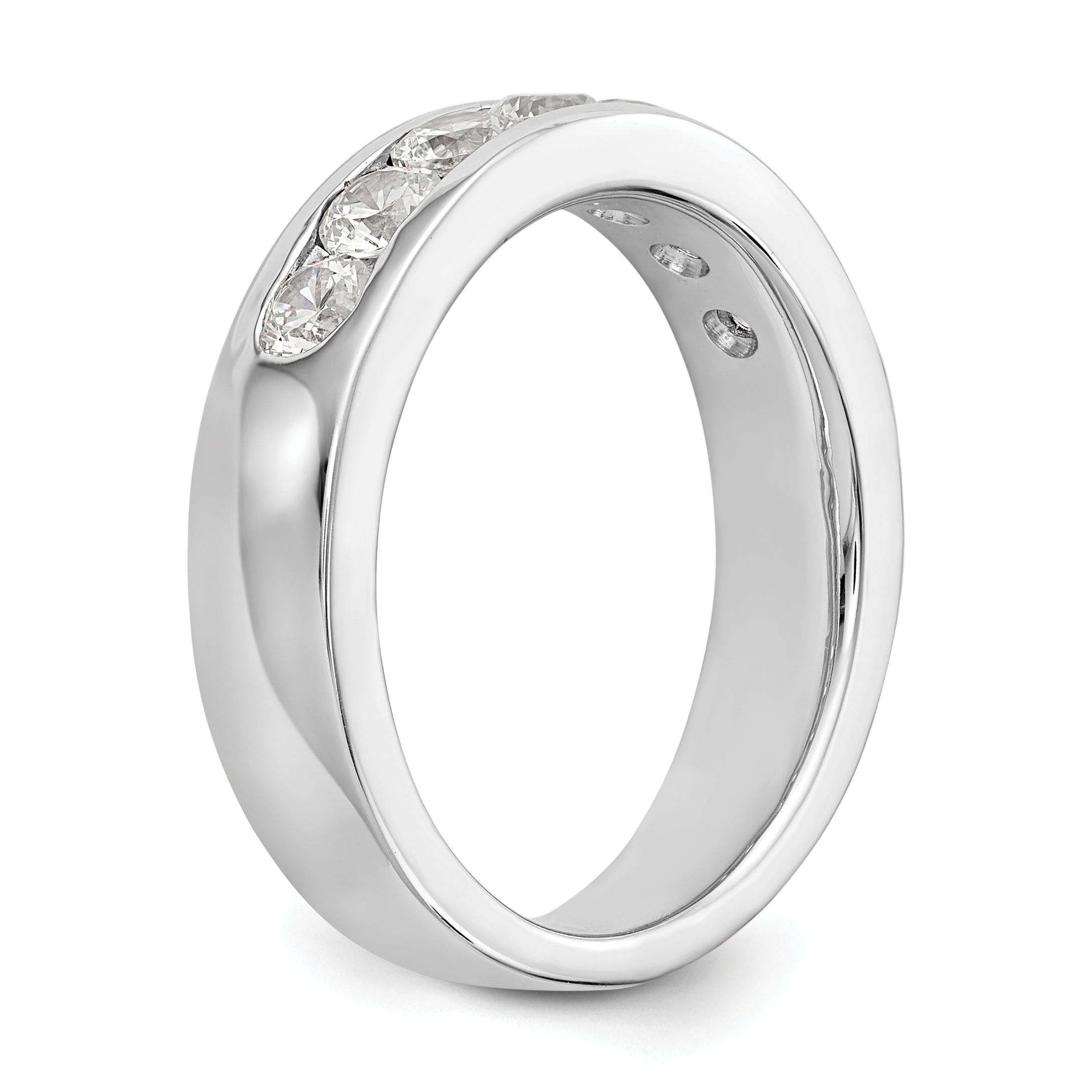 14K White Gold 7-Stone 1 carat Round Diamond Complete Channel Band
