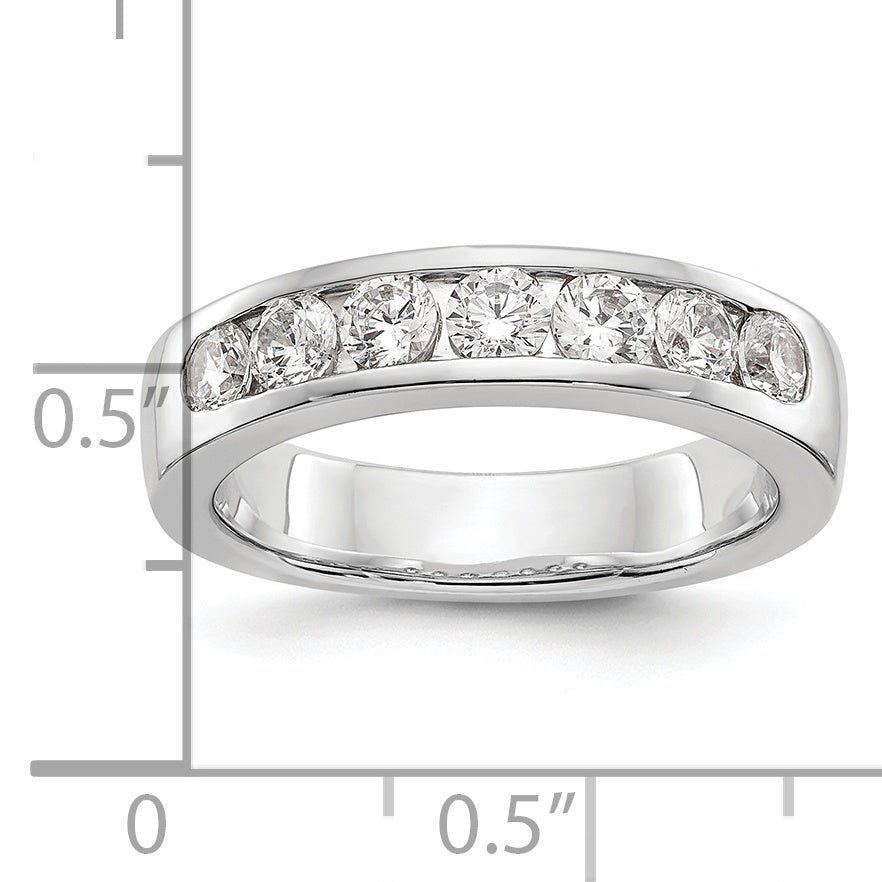 14K White Gold 7-Stone 1 carat Round Diamond Complete Channel Band
