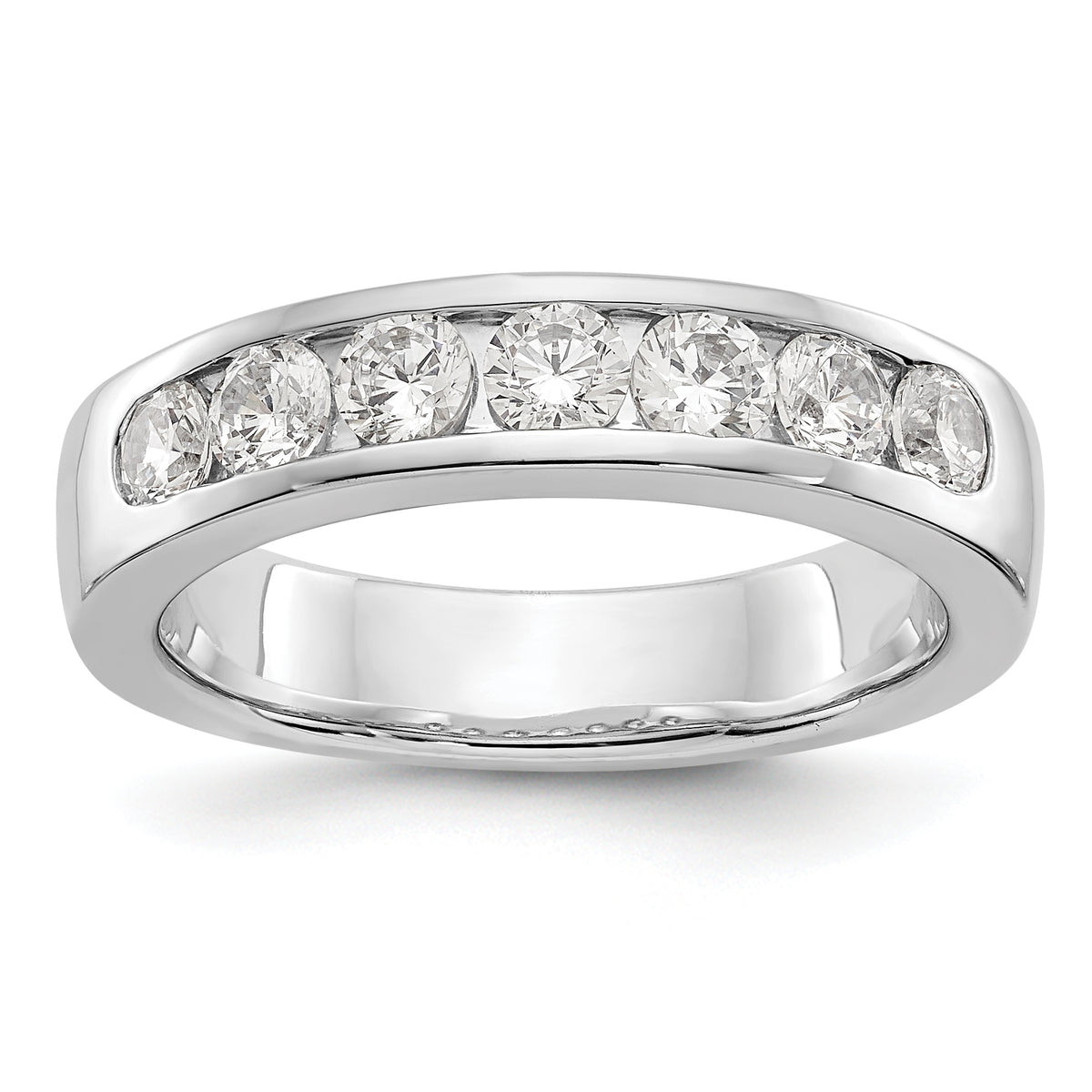 14K White Gold 7-Stone 1 carat Round Diamond Complete Channel Band - 6