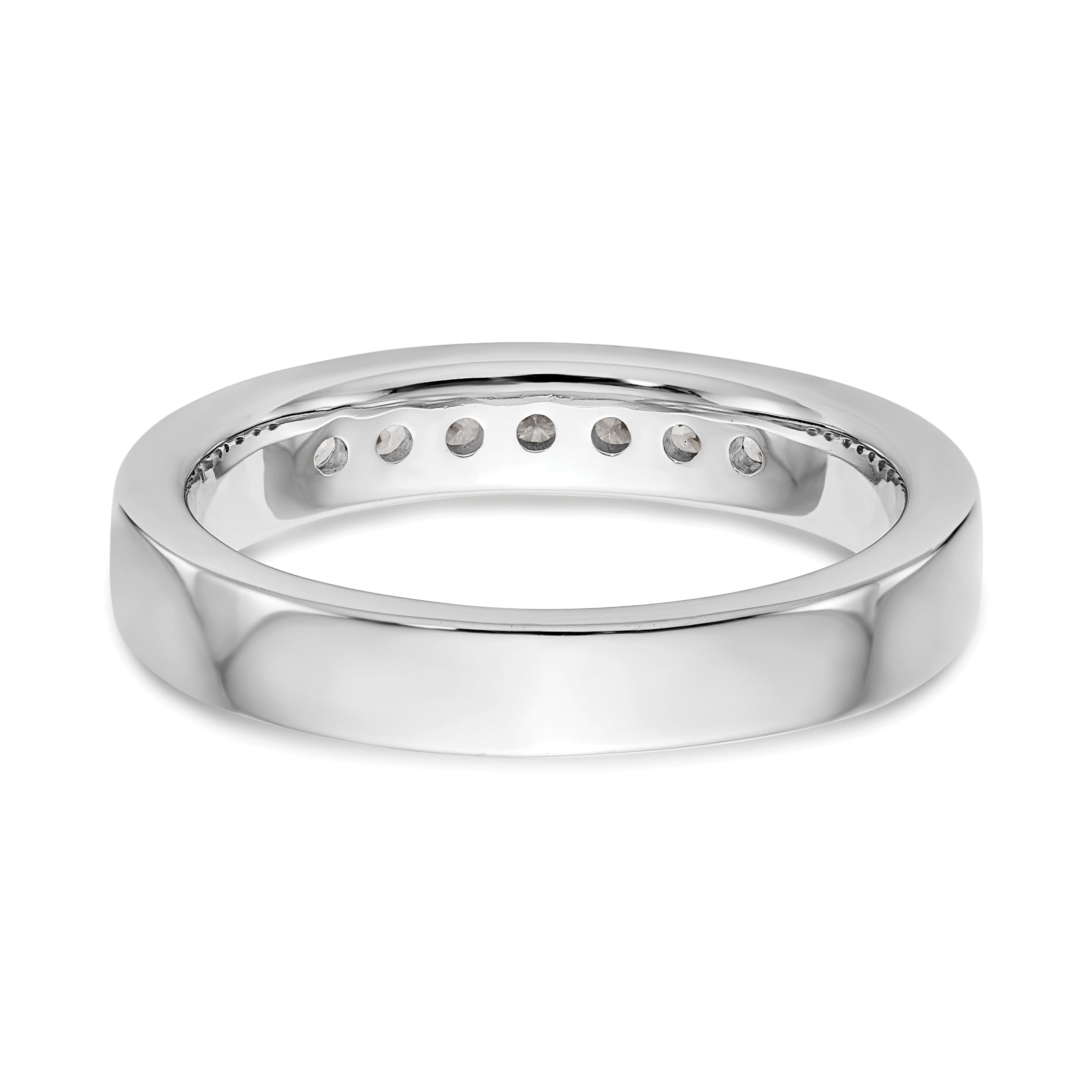 14K White Gold 7-Stone 1/4 carat Round Diamond Complete Channel Band