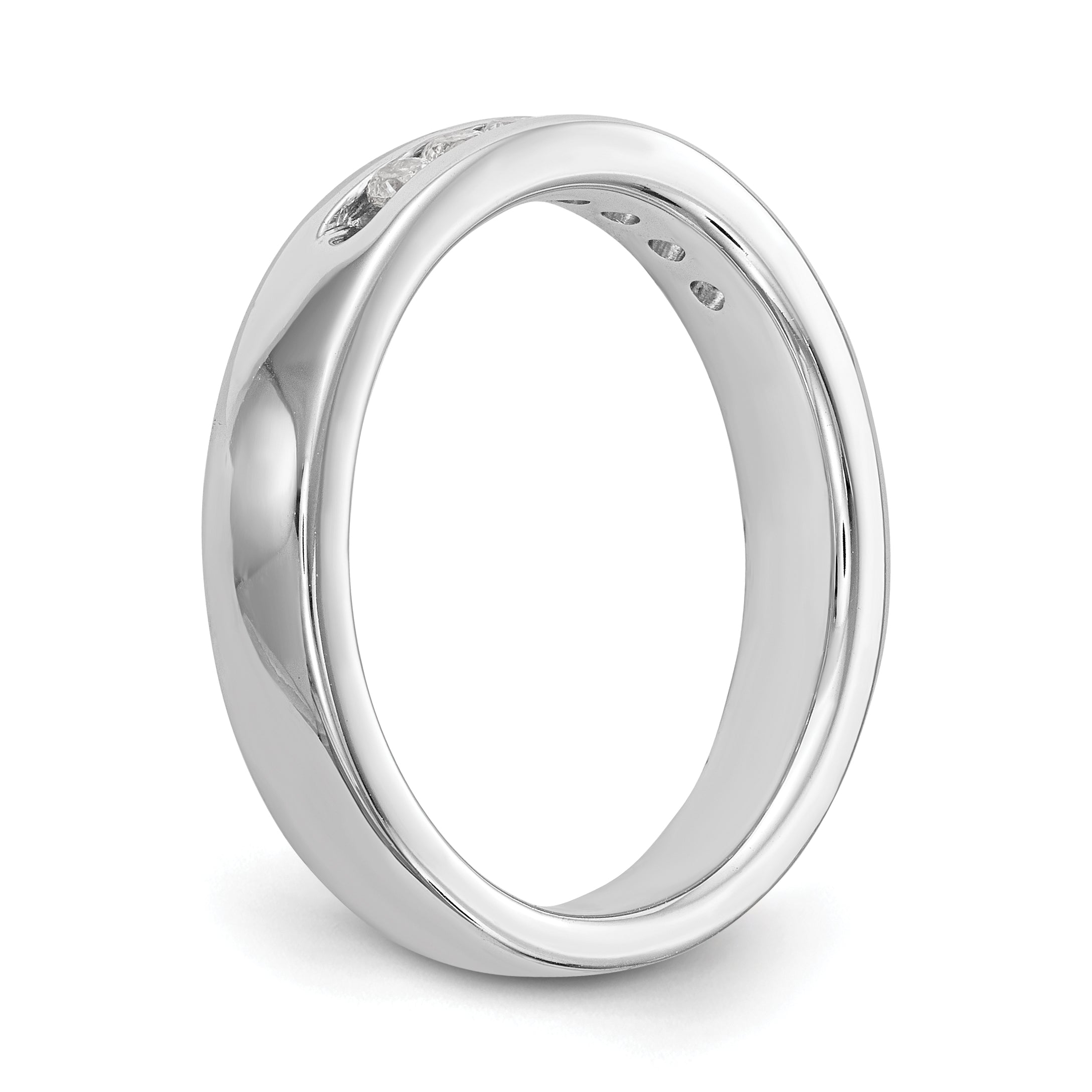 14K White Gold 7-Stone 1/4 carat Round Diamond Complete Channel Band