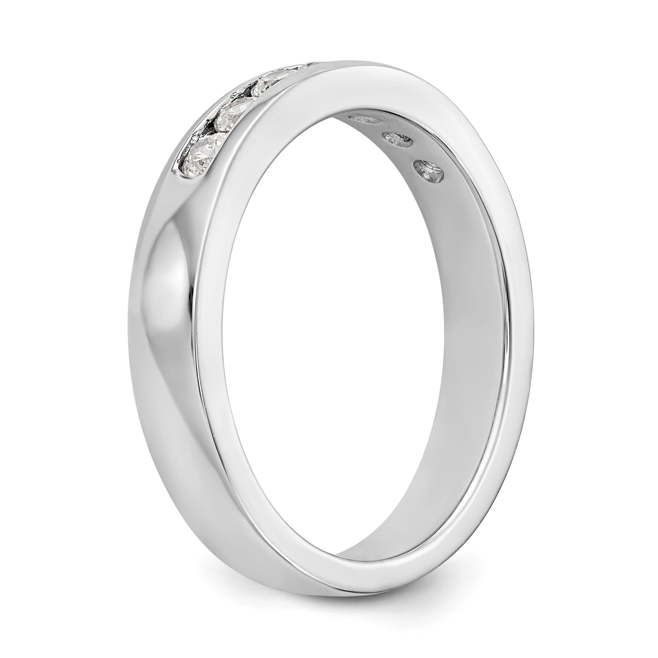 14K White Gold 7-Stone 1/3 carat Round Diamond Complete Channel Band