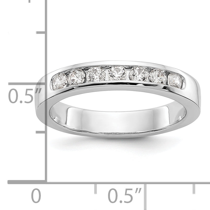 14K White Gold 7-Stone 1/3 carat Round Diamond Complete Channel Band