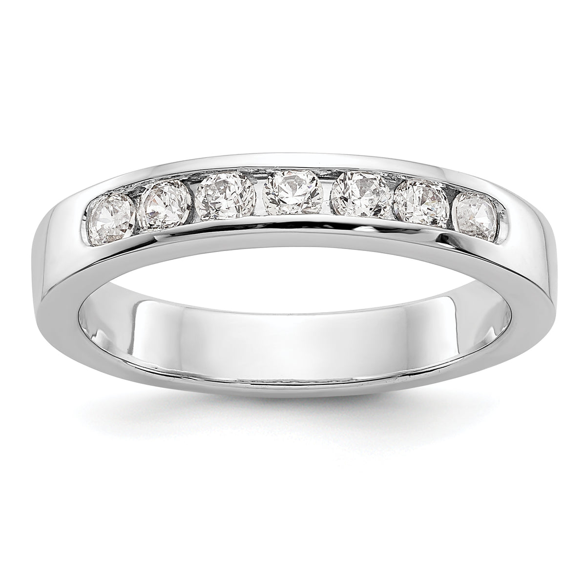 14K White Gold 7-Stone 1/3 carat Round Diamond Complete Channel Band - 6