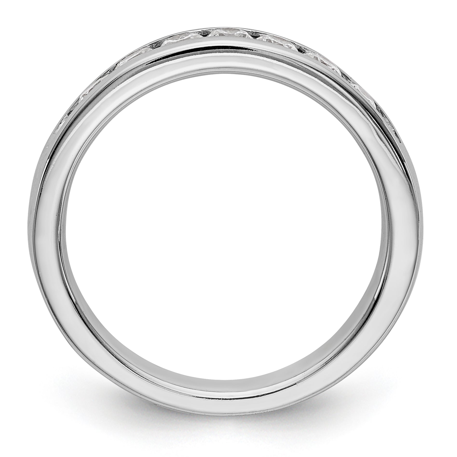 14K White Gold 7-Stone 1/2 carat Round Diamond Complete Channel Band - 6