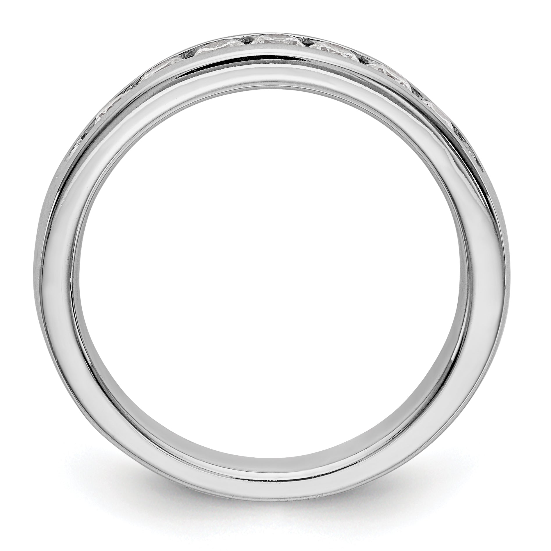 14K White Gold 7-Stone 1/2 carat Round Diamond Complete Channel Band