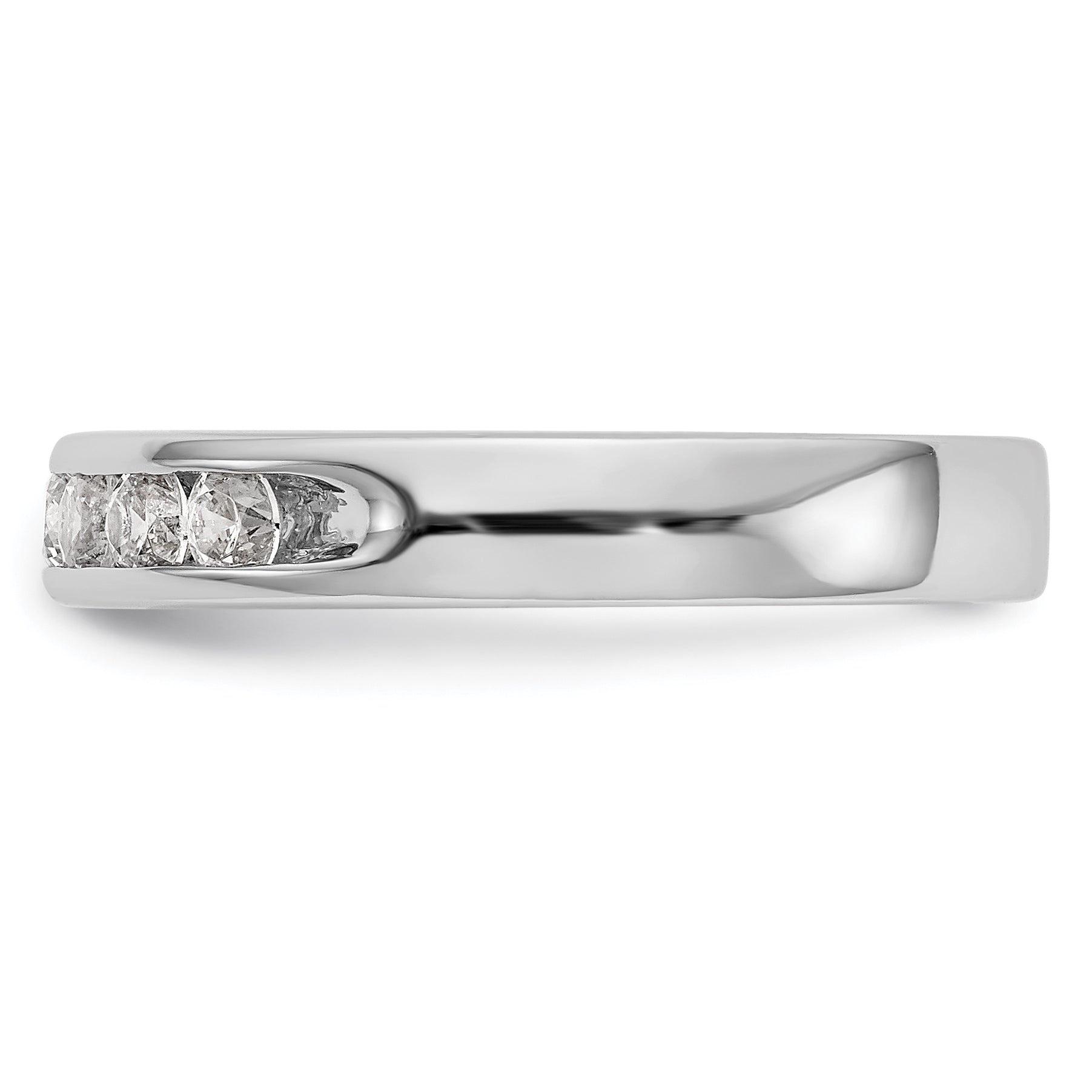 14K White Gold 7-Stone 1/2 carat Round Diamond Complete Channel Band