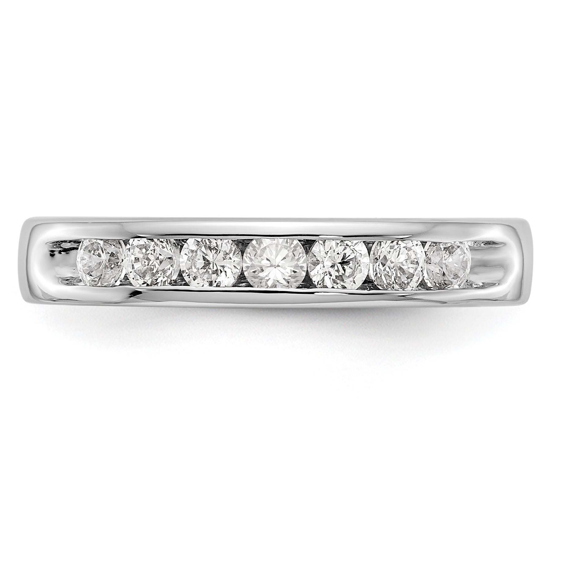 14K White Gold 7-Stone 1/2 carat Round Diamond Complete Channel Band - 6