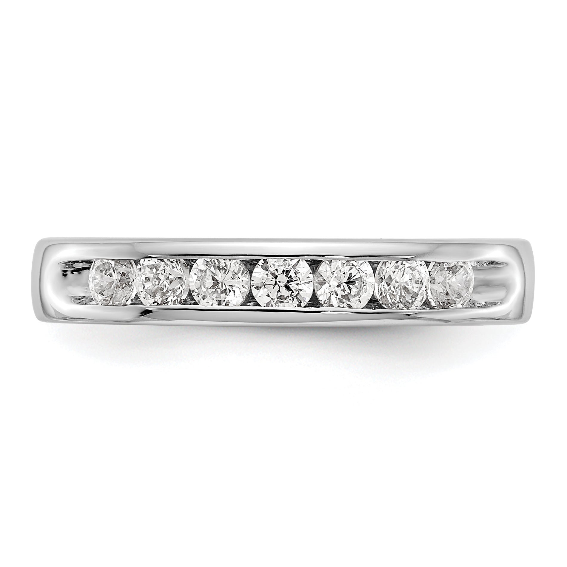 14K White Gold 7-Stone 1/2 carat Round Diamond Complete Channel Band