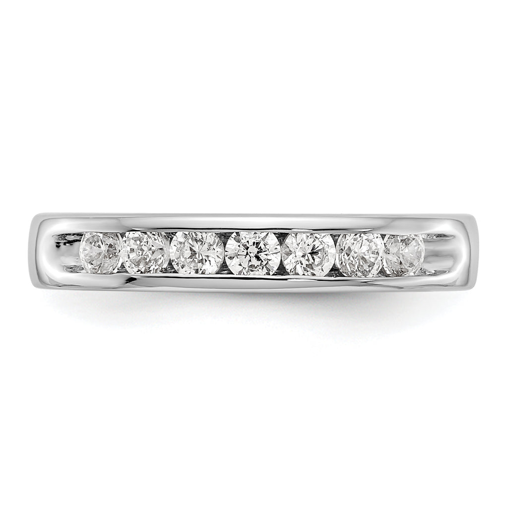 14K White Gold 7-Stone 1/2 carat Round Diamond Complete Channel Band