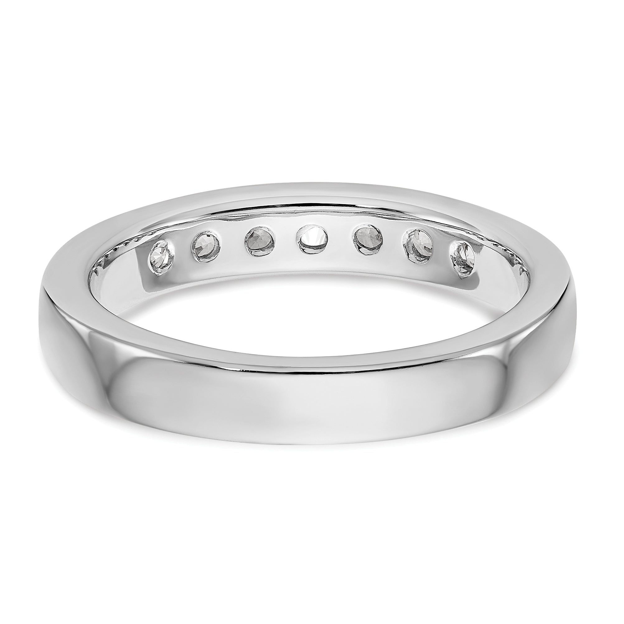 14K White Gold 7-Stone 1/2 carat Round Diamond Complete Channel Band