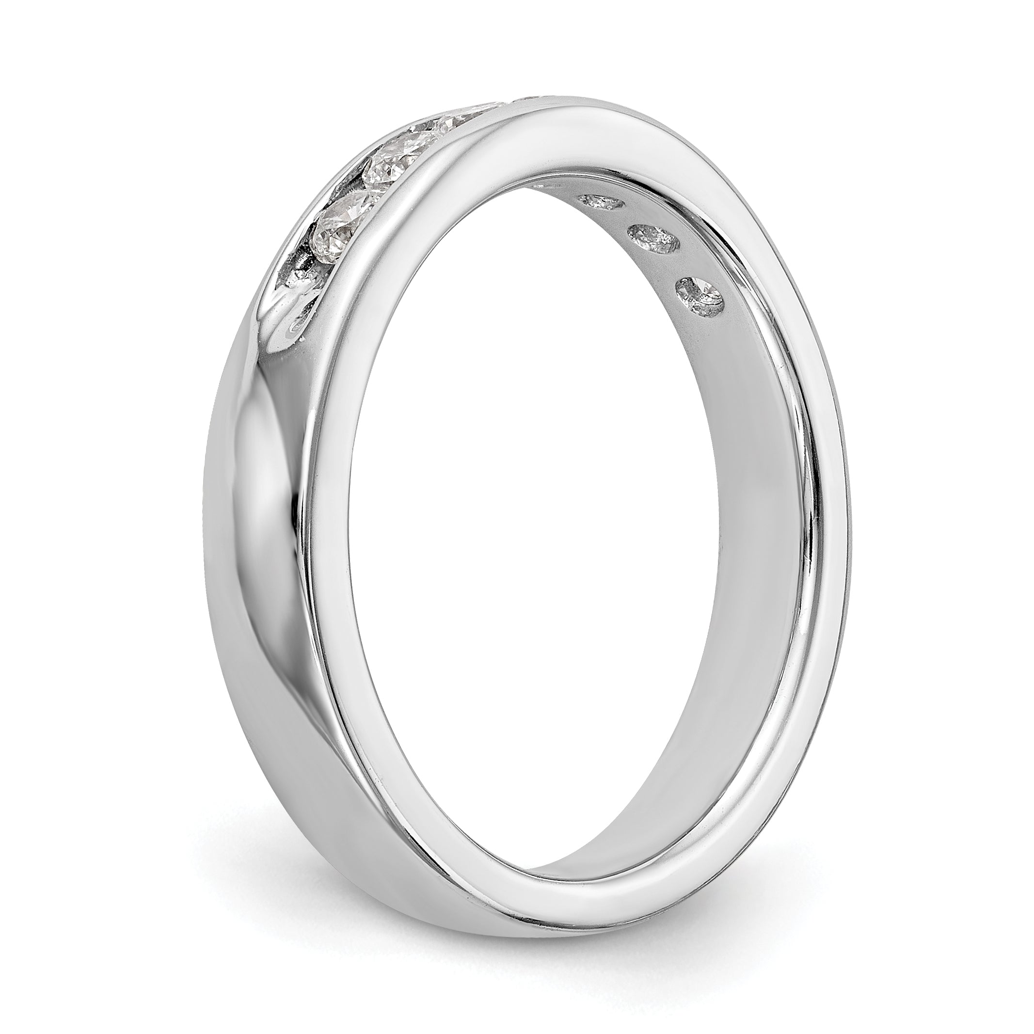 14K White Gold 7-Stone 1/2 carat Round Diamond Complete Channel Band