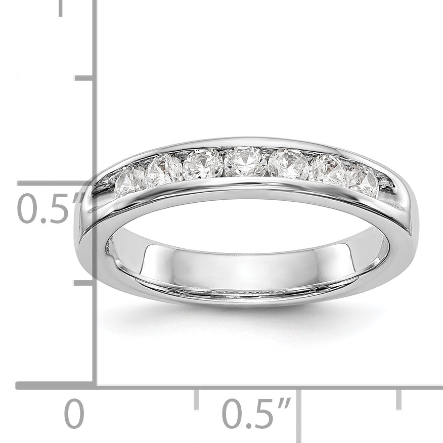 14K White Gold 7-Stone 1/2 carat Round Diamond Complete Channel Band