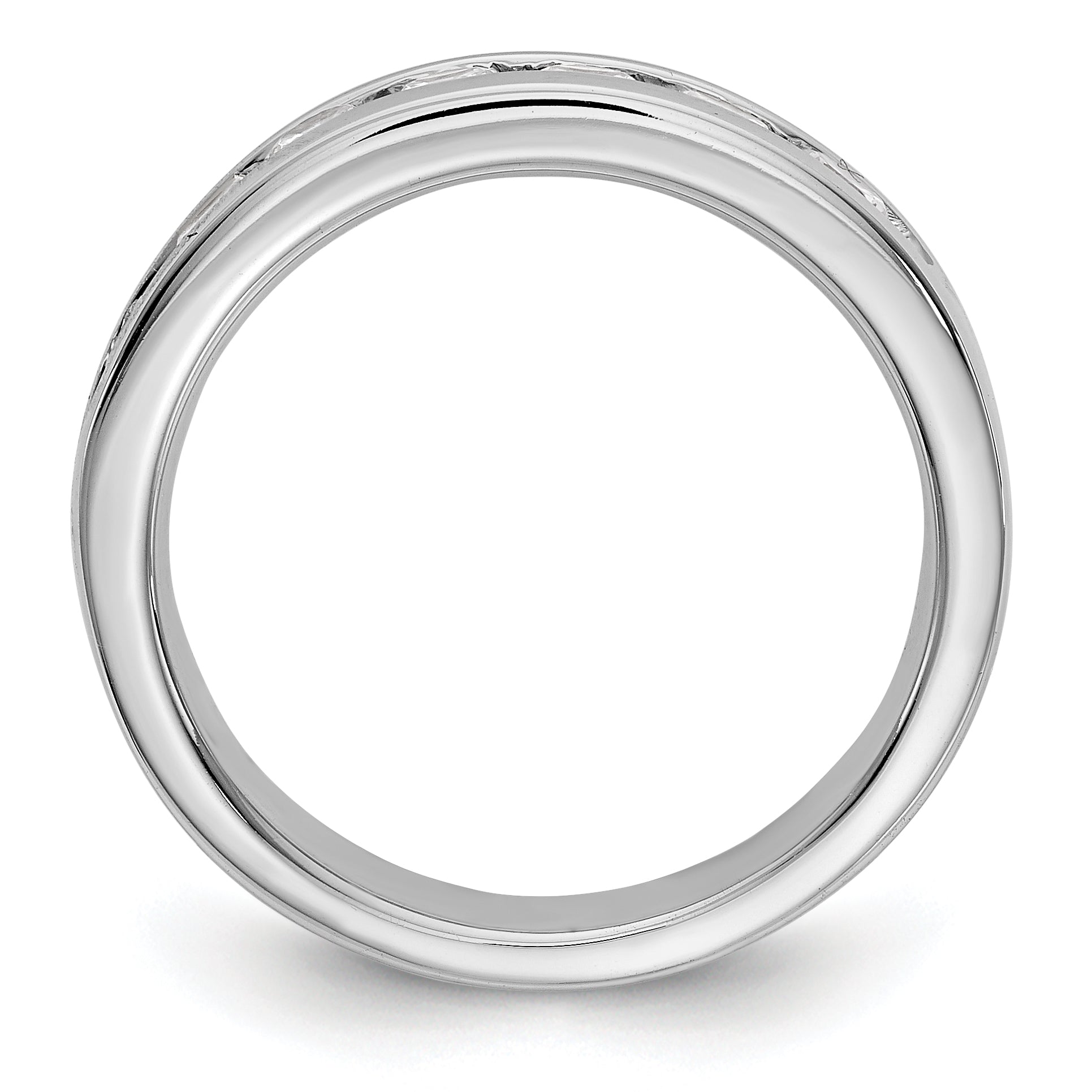 14K White Gold 7-Stone 3/4 carat Round Diamond Complete Channel Band