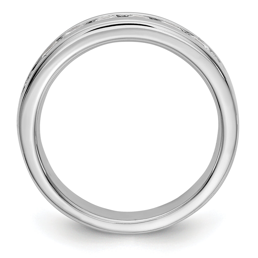 14K White Gold 7-Stone 3/4 carat Round Diamond Complete Channel Band