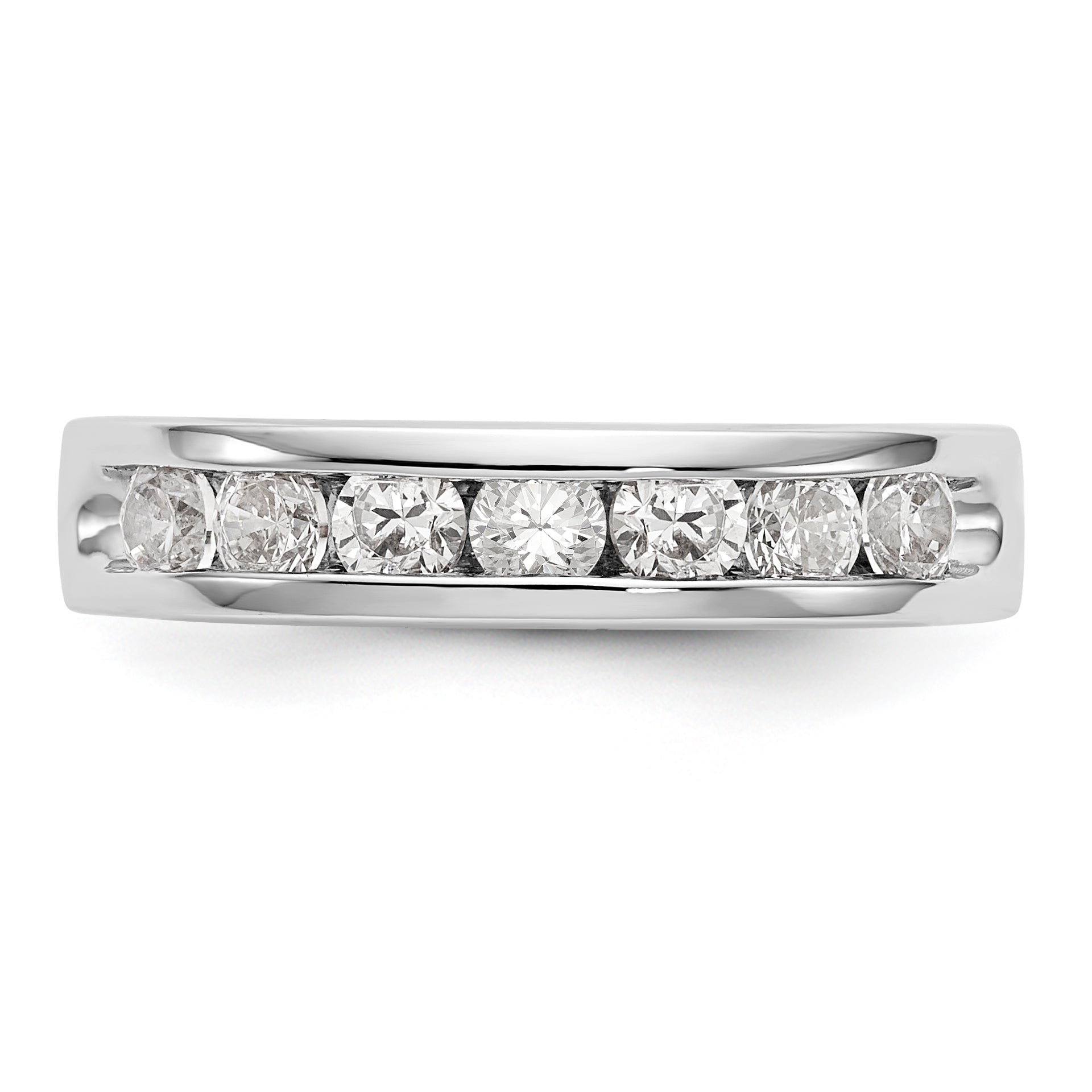14K White Gold 7-Stone 3/4 carat Round Diamond Complete Channel Band - 6