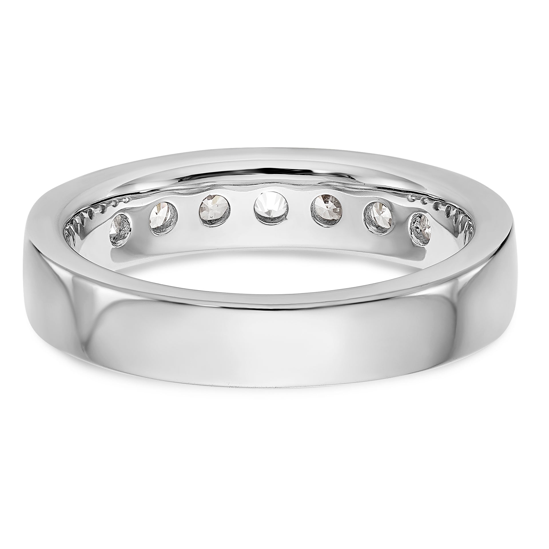 14K White Gold 7-Stone 3/4 carat Round Diamond Complete Channel Band - 6