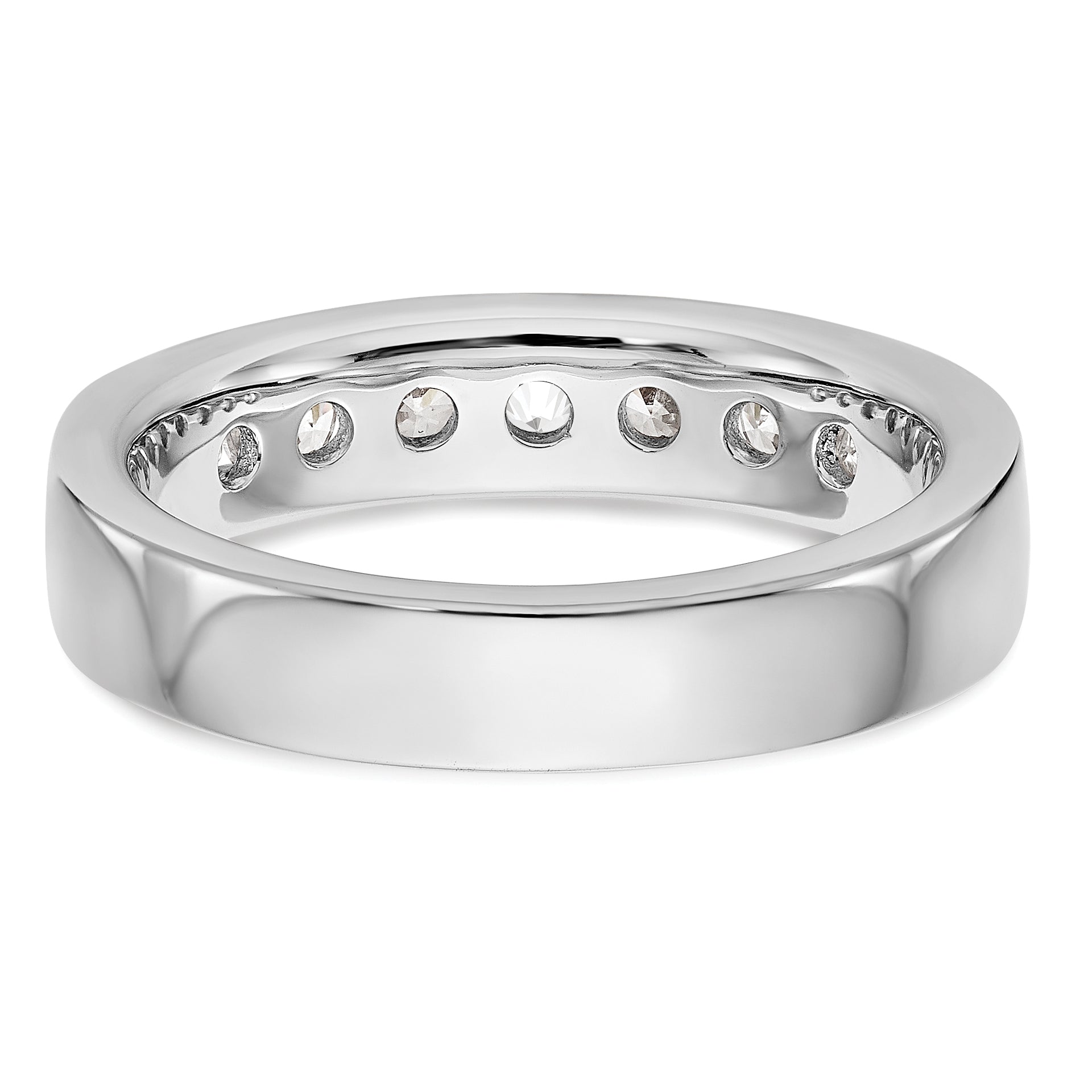 14K White Gold 7-Stone 3/4 carat Round Diamond Complete Channel Band