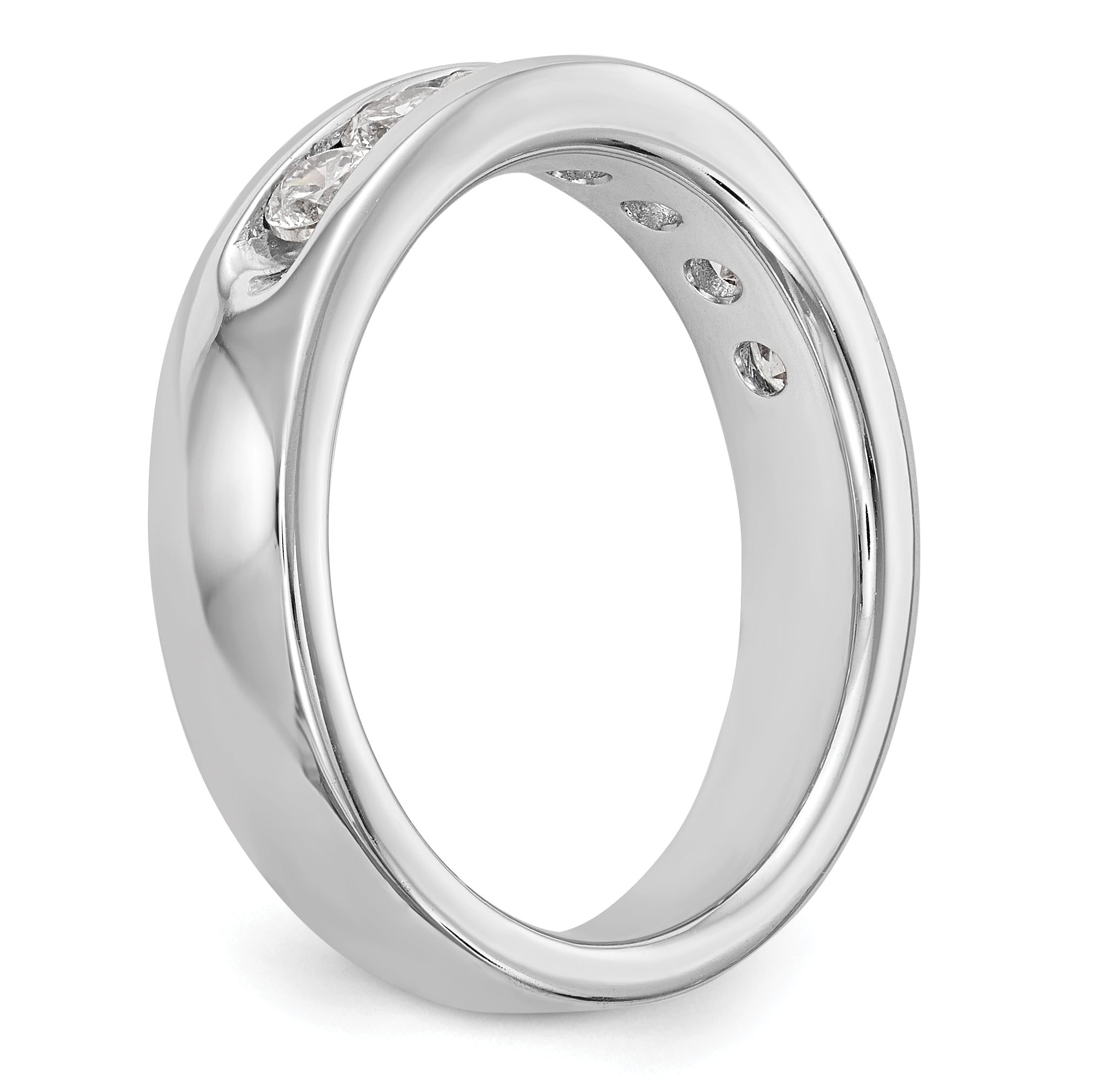14K White Gold 7-Stone 3/4 carat Round Diamond Complete Channel Band