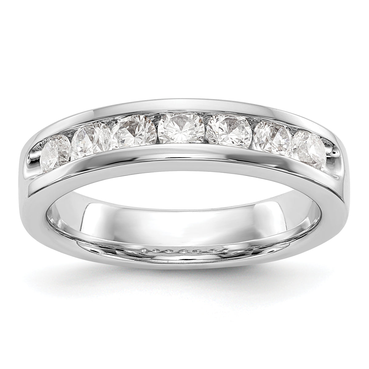 14K White Gold 7-Stone 3/4 carat Round Diamond Complete Channel Band - 6