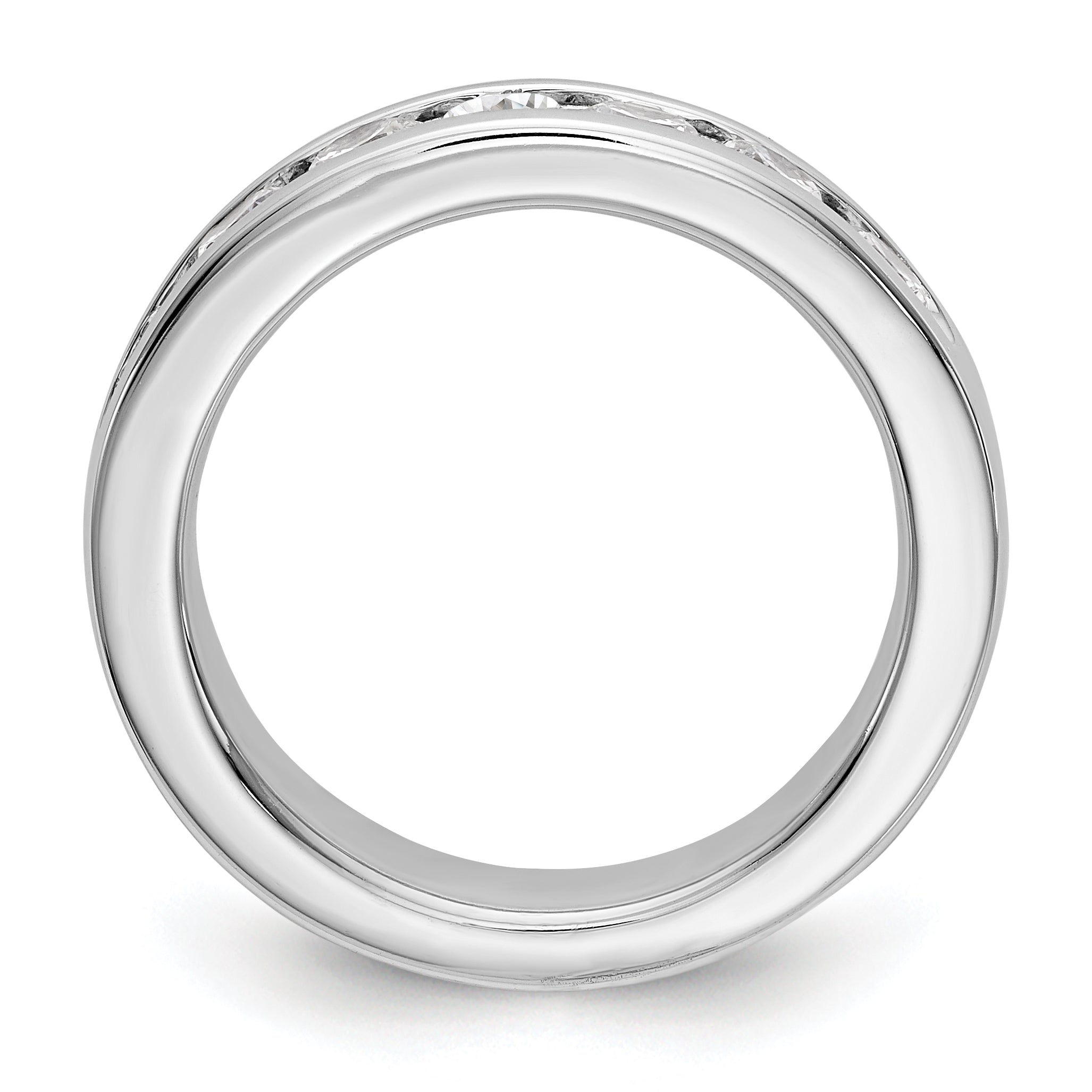 14K White Gold 7-Stone 1 carat Round Diamond Complete Channel Band - 6