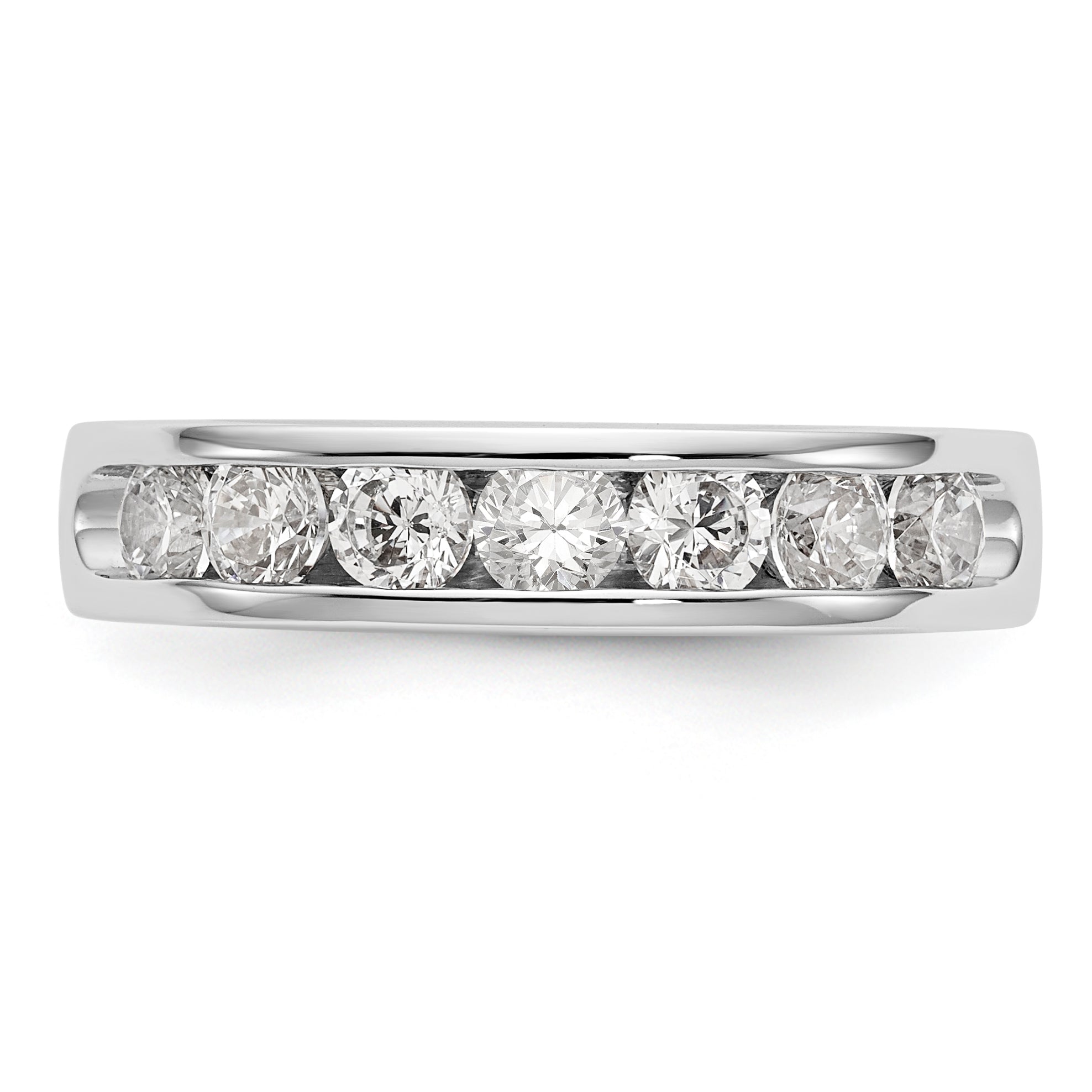 14K White Gold 7-Stone 1 carat Round Diamond Complete Channel Band - 6