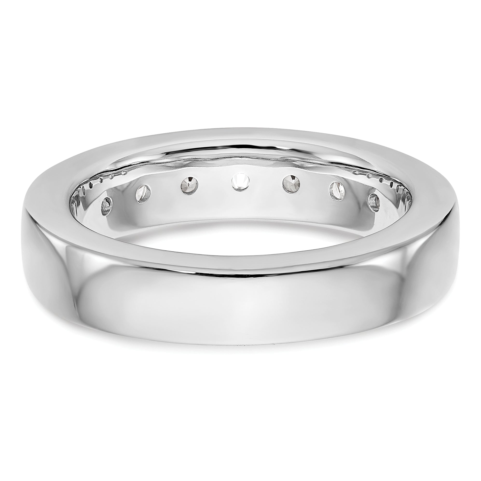 14K White Gold 7-Stone 1 carat Round Diamond Complete Channel Band
