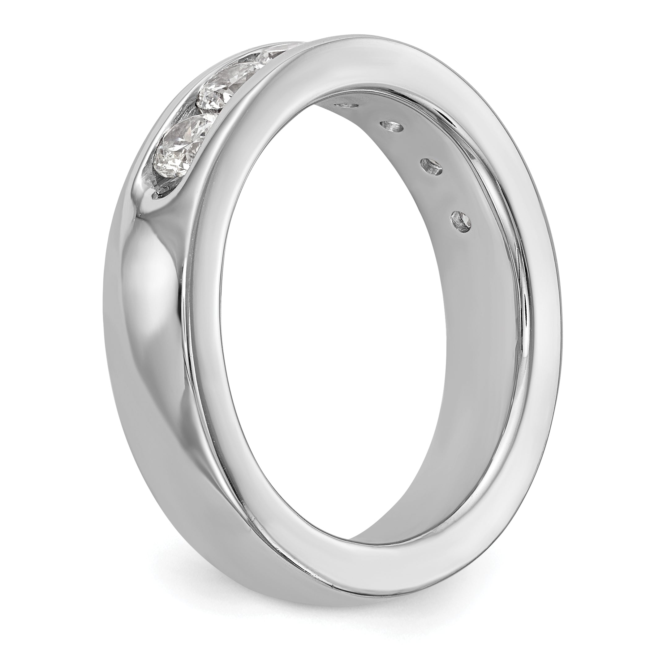 14K White Gold 7-Stone 1 carat Round Diamond Complete Channel Band