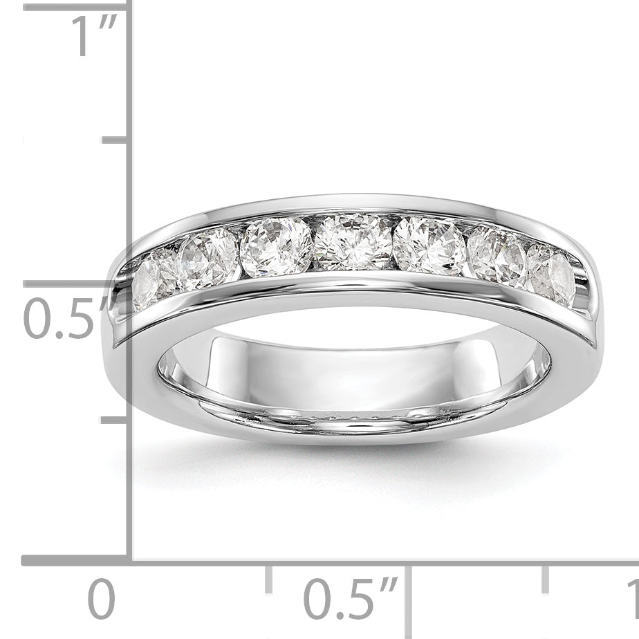 14K White Gold 7-Stone 1 carat Round Diamond Complete Channel Band