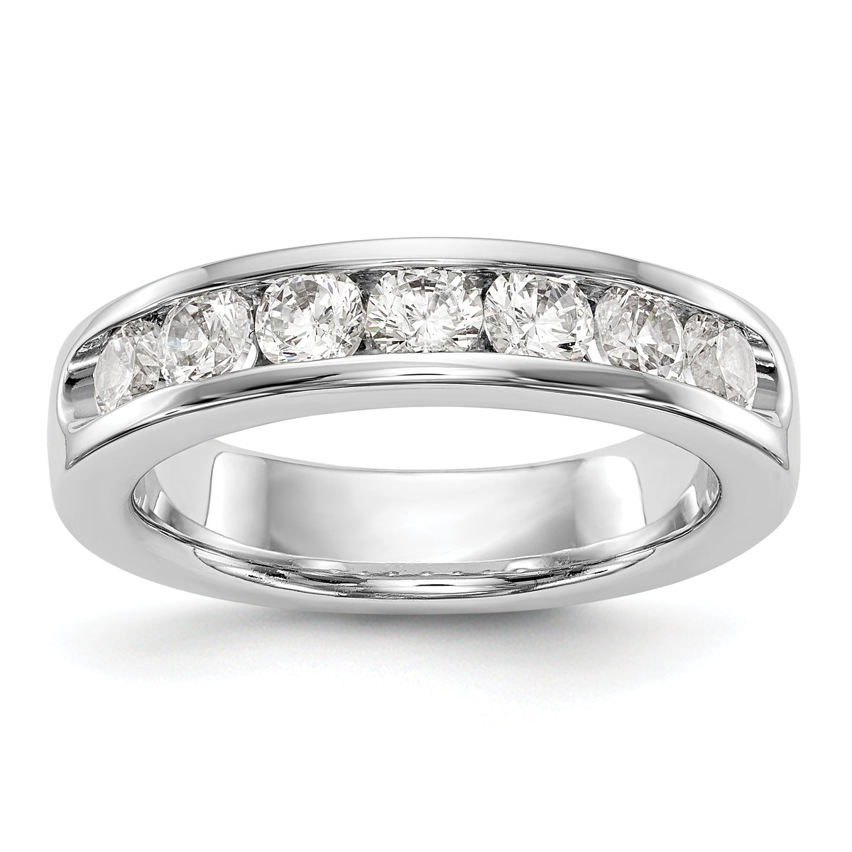 14K White Gold 7-Stone 1 carat Round Diamond Complete Channel Band - 6