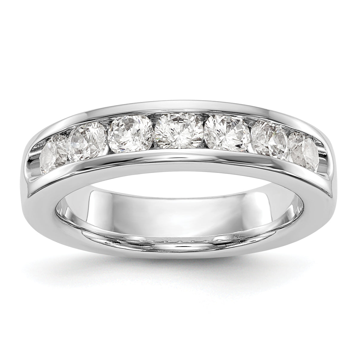 14K White Gold 7-Stone 1 carat Round Diamond Complete Channel Band