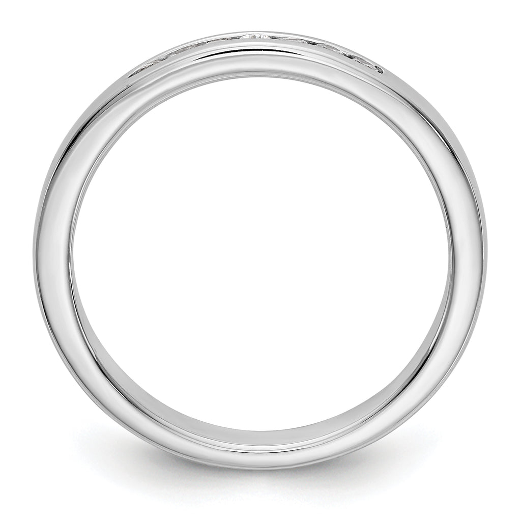14K White Gold 7-Stone 1/8 carat Round Diamond Complete Channel Band