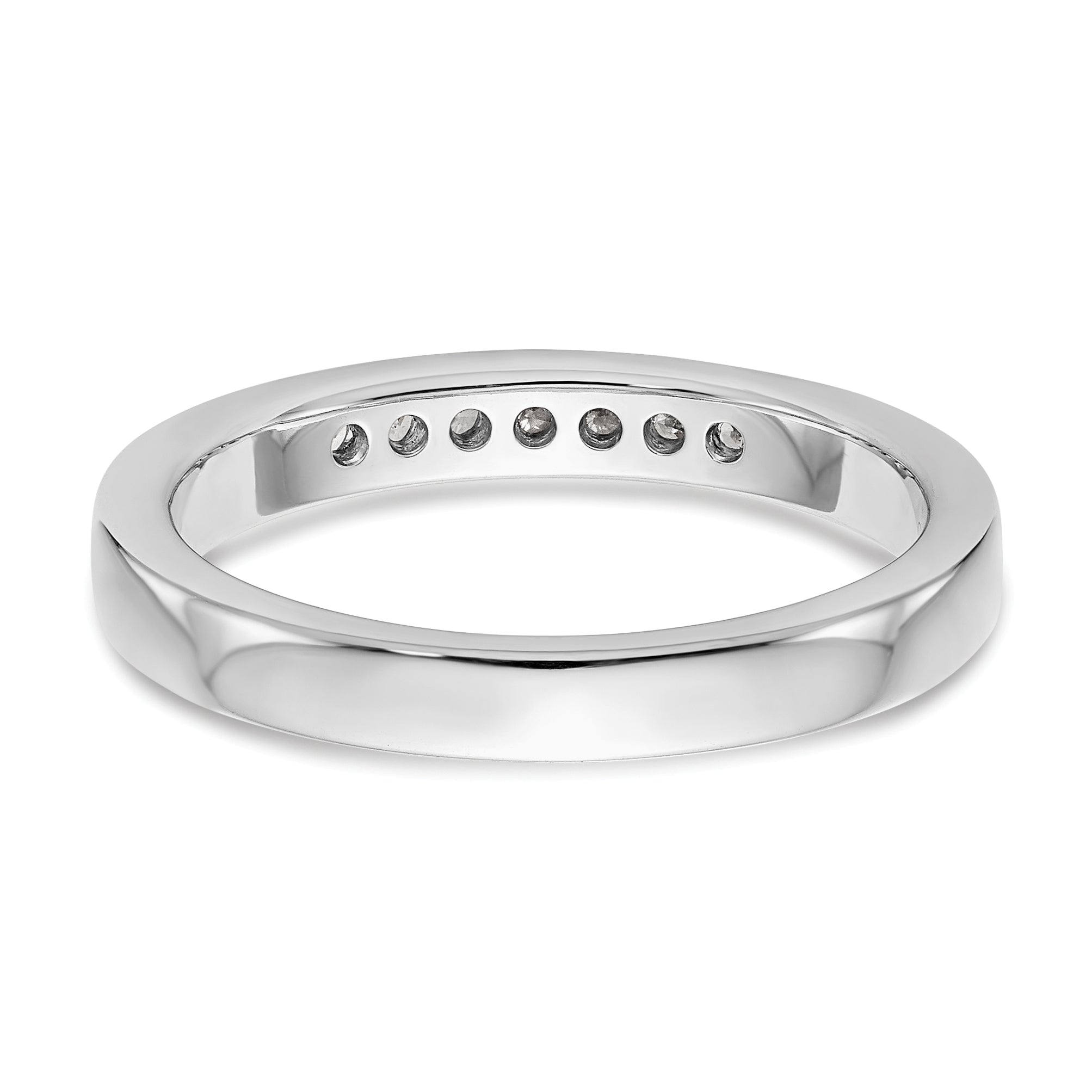 14K White Gold 7-Stone 1/8 carat Round Diamond Complete Channel Band