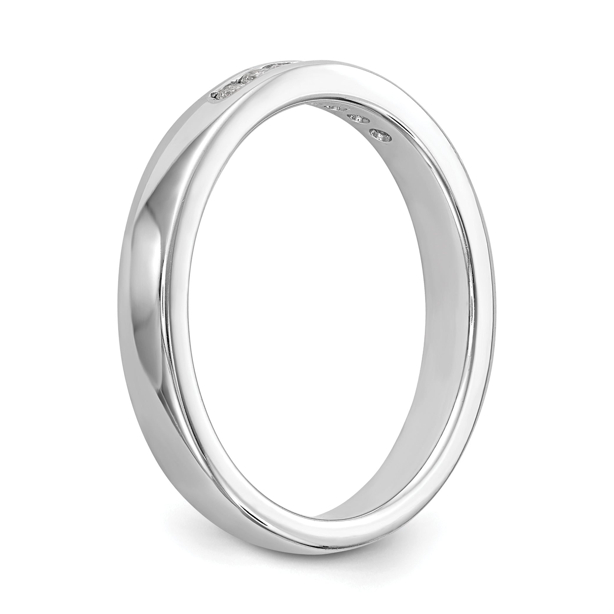 14K White Gold 7-Stone 1/8 carat Round Diamond Complete Channel Band