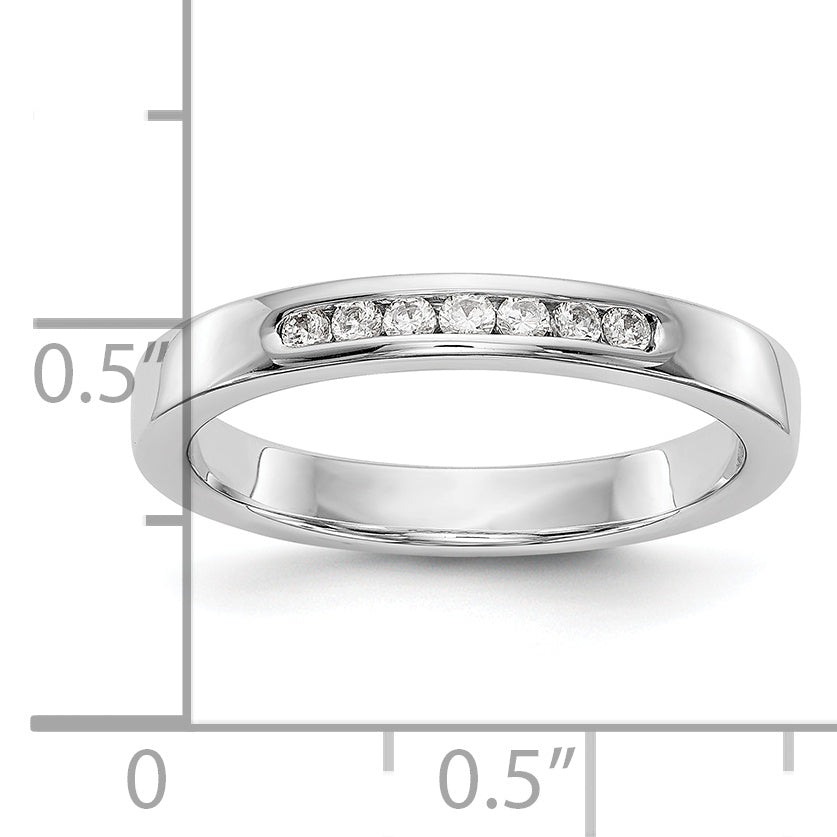 14K White Gold 7-Stone 1/8 carat Round Diamond Complete Channel Band