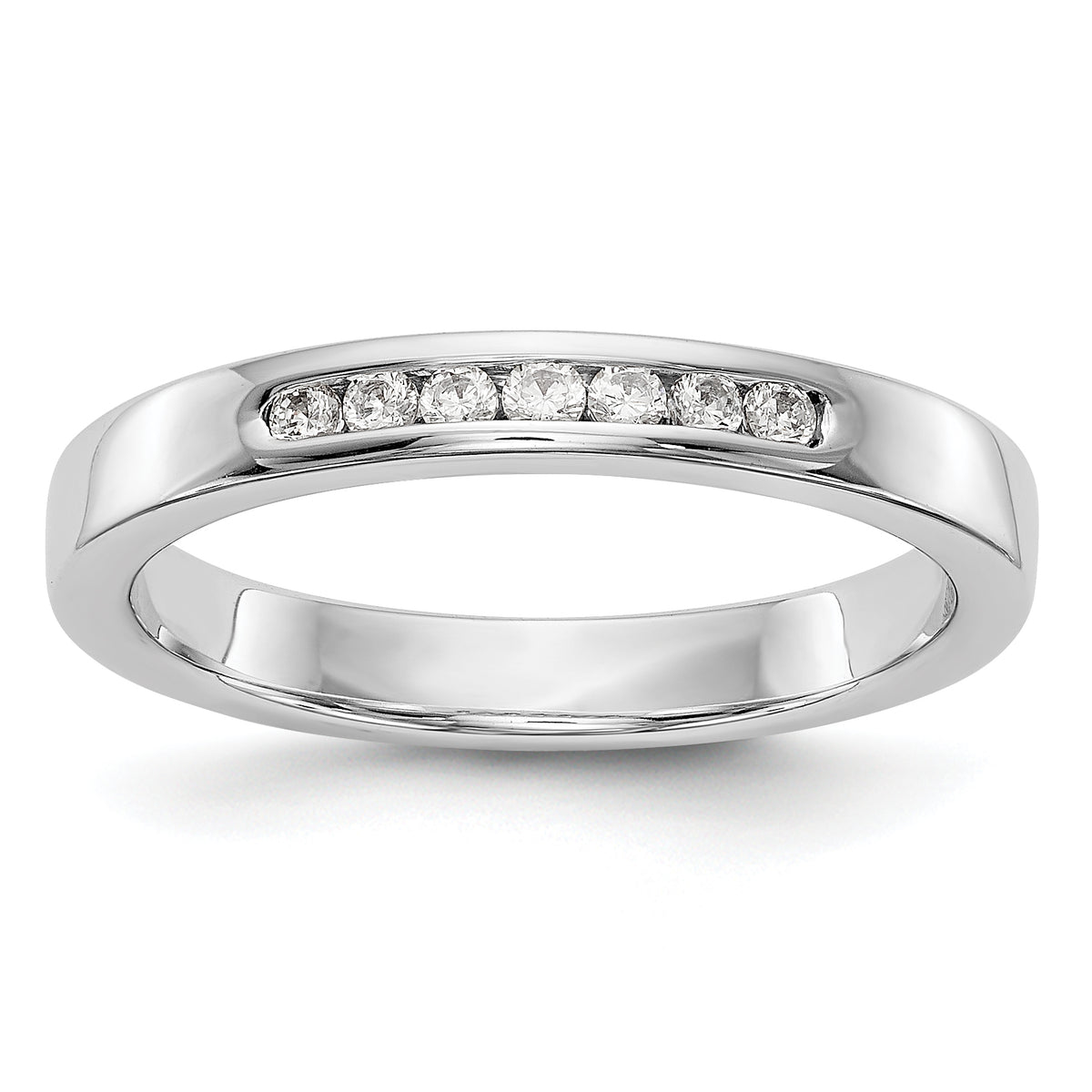14K White Gold 7-Stone 1/8 carat Round Diamond Complete Channel Band - 6
