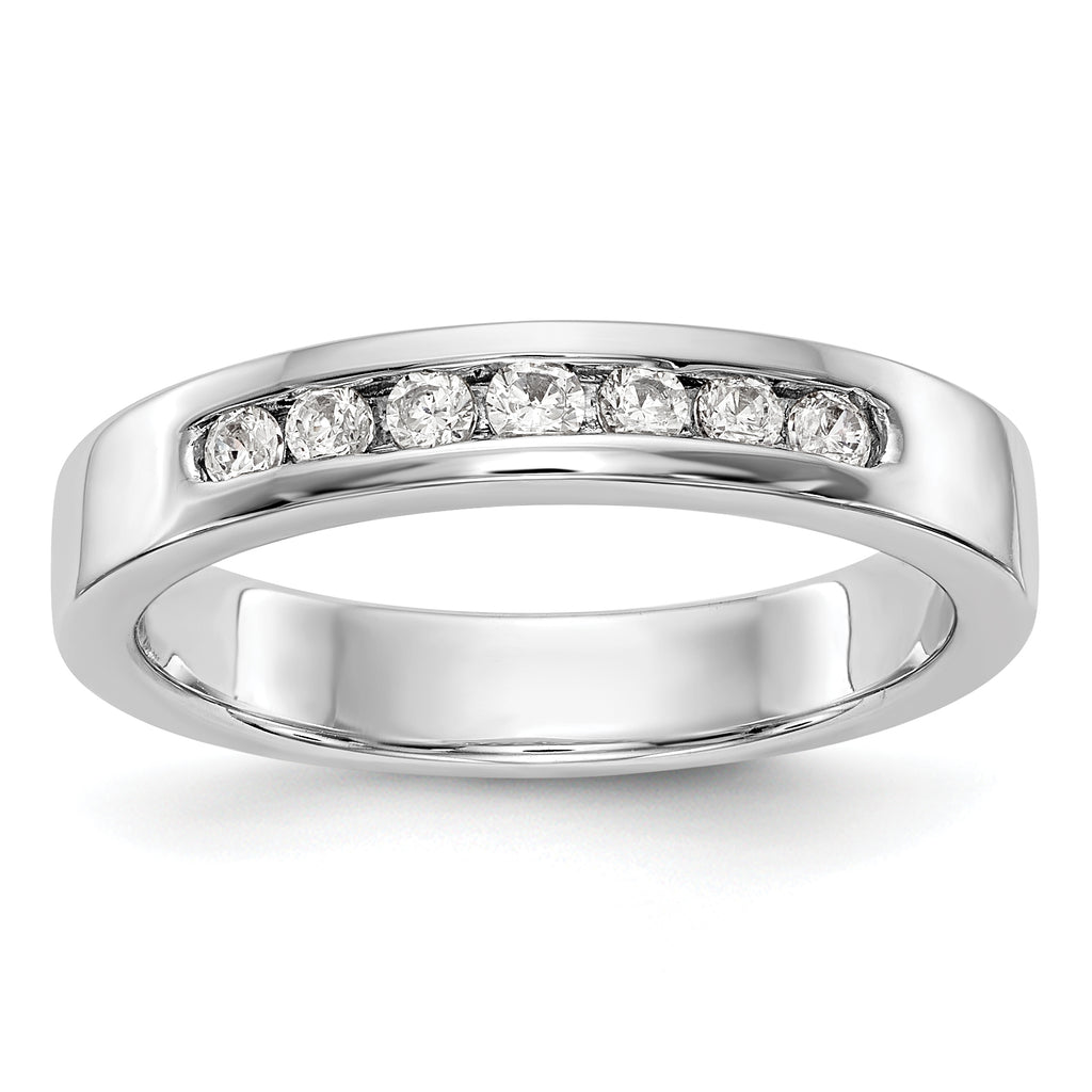 14K White Gold 7-Stone 1/5 carat Round Diamond Complete Channel Band