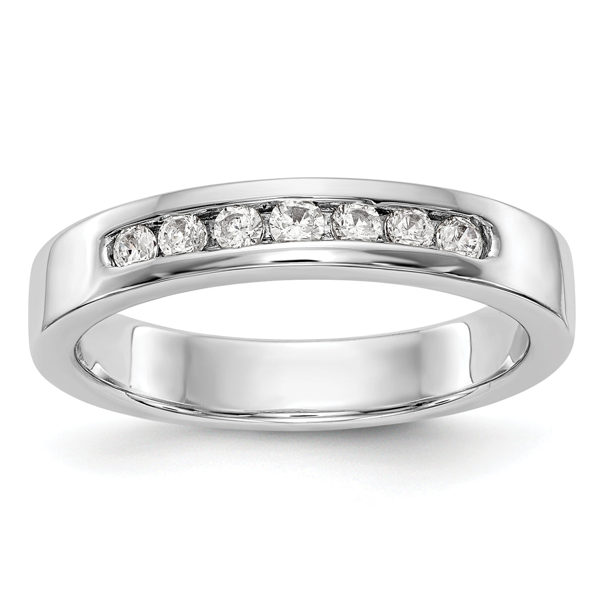 14K White Gold 7-Stone 1/5 carat Round Diamond Complete Channel Band